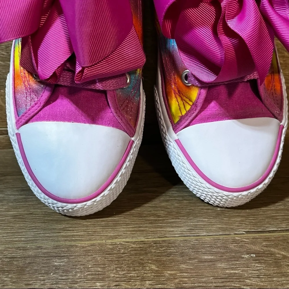 JoJo Siwa Legacee High Bow Sneaker‎ Shoes Rainbow Glitter Girl's Size 4 Lace Up